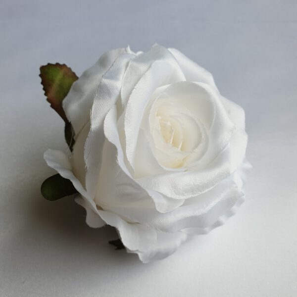 Ruža satén 9 cm - Biela