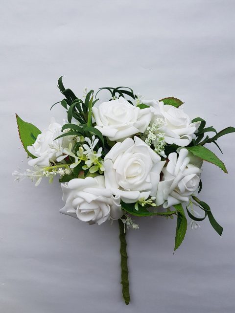 Kytica ruža 30 cm - Biela