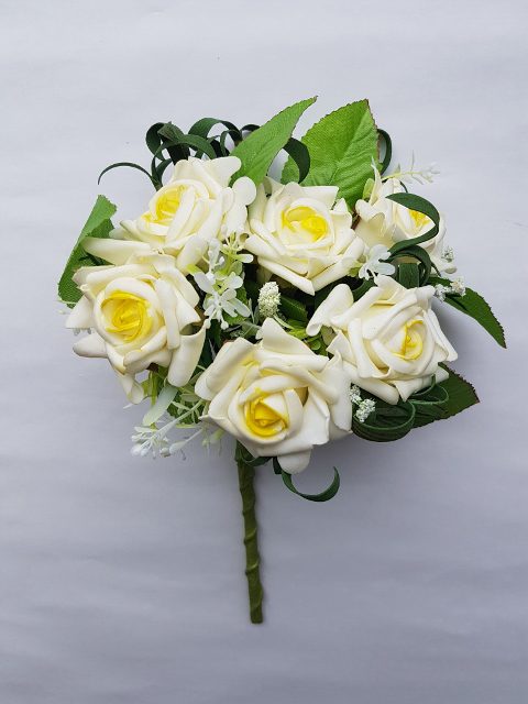 Kytica ruža 30 cm - Krémovo žltá