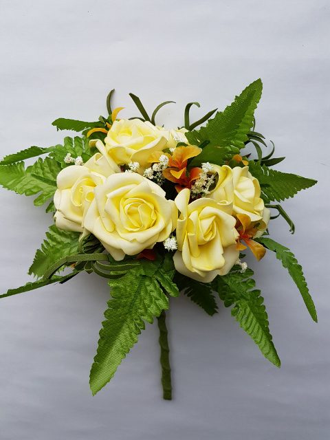 Kytica ruža 30 cm - Svetlo žltá