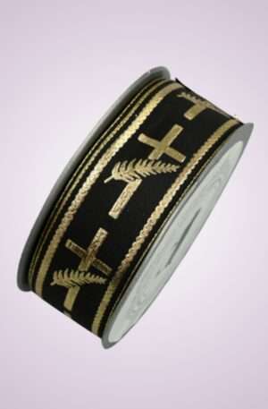 stuha 3.8 cm /10 225458 1 - čierna s krížom